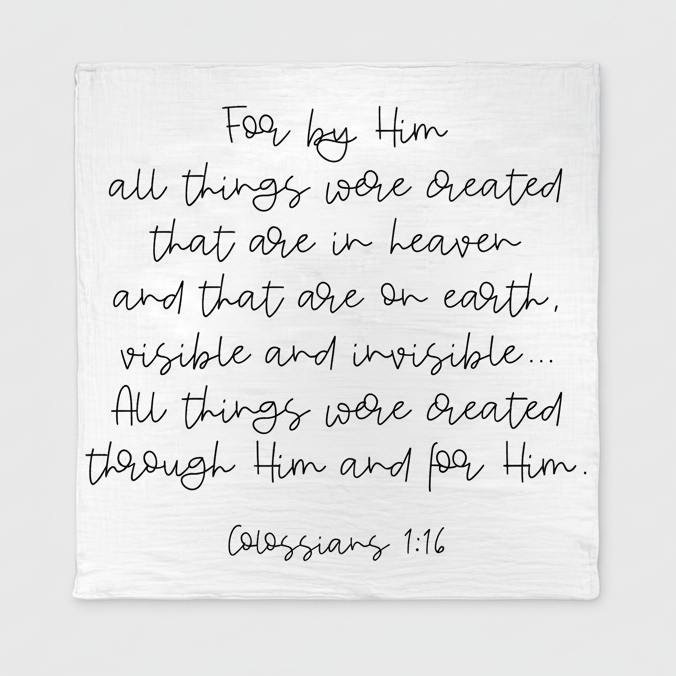 Colossians 1:16 Christian baby swaddle by Modern Burlap