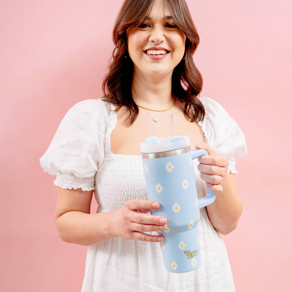 
                  
                    Load image into Gallery viewer, The Darling Effect - 40oz Take Me Everywhere Tumbler - Dancing Daisy Blue
                  
                