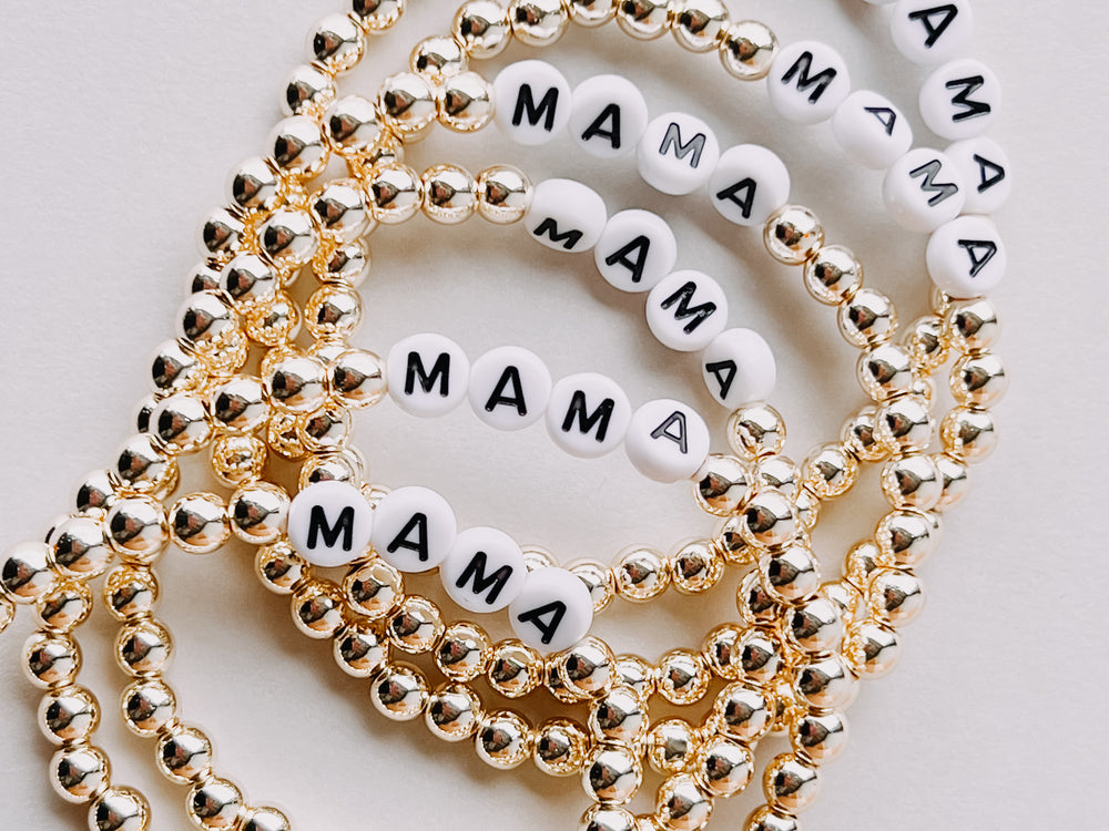 
                  
                    Load image into Gallery viewer, Gold Beaded Mama Bracelet
                  
                
