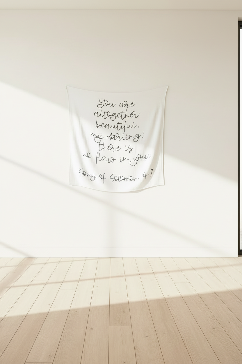 Song of Solomon 4:7 Scripture Swaddle + Wall Art | GOTS Certified Organic Cotton Muslin