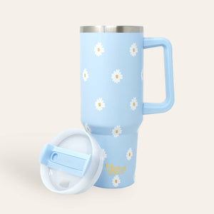
                  
                    Load image into Gallery viewer, The Darling Effect - 40oz Take Me Everywhere Tumbler - Dancing Daisy Blue
                  
                