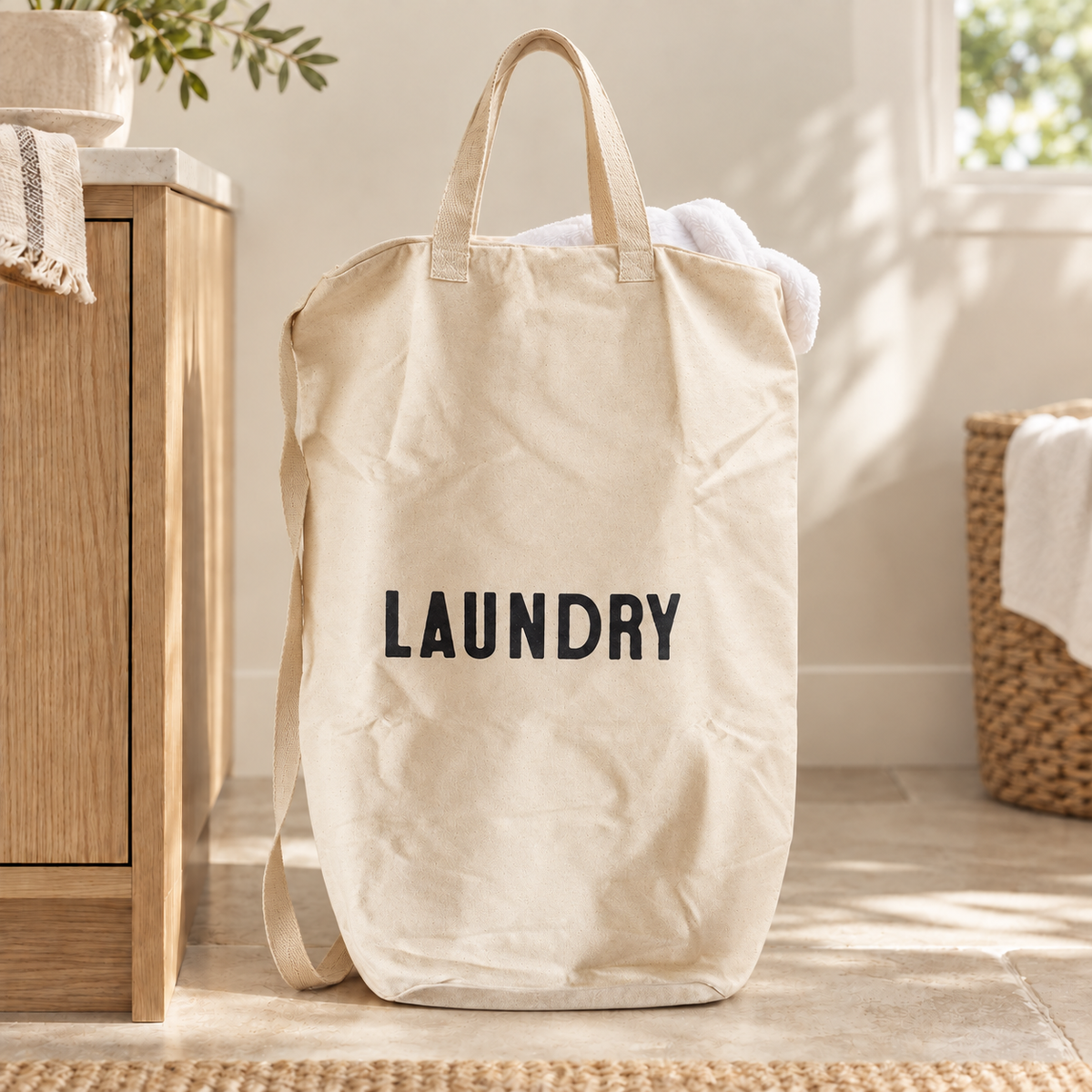 Modern Burlap laundry cotton canvas bag