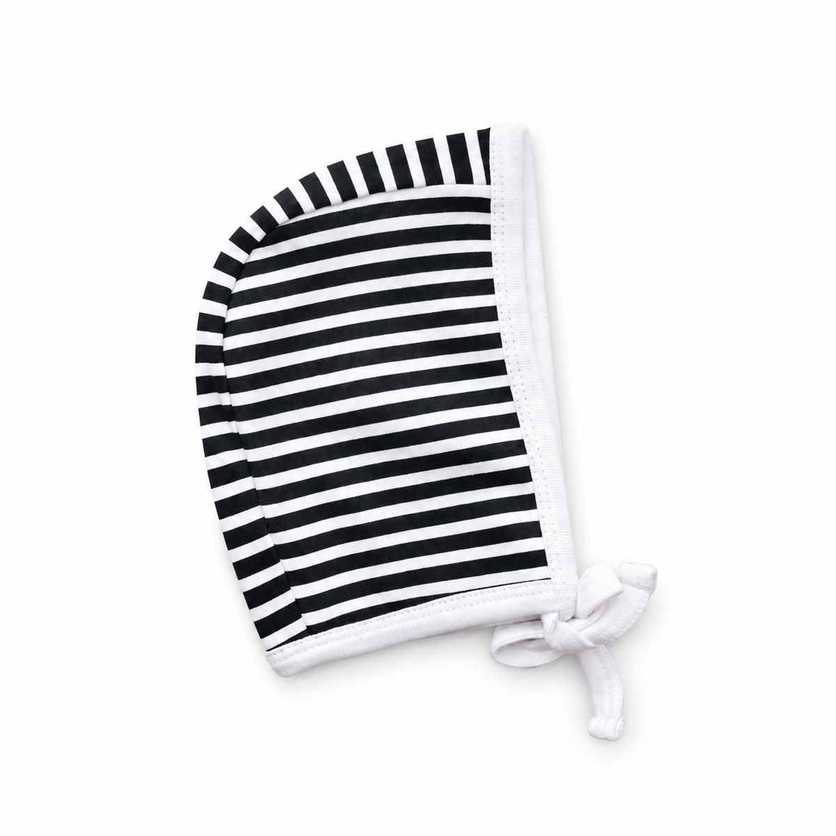 Organic Baby Bonnet | Signature Prints | 0-6 Months / B+W Stripes — studio product view