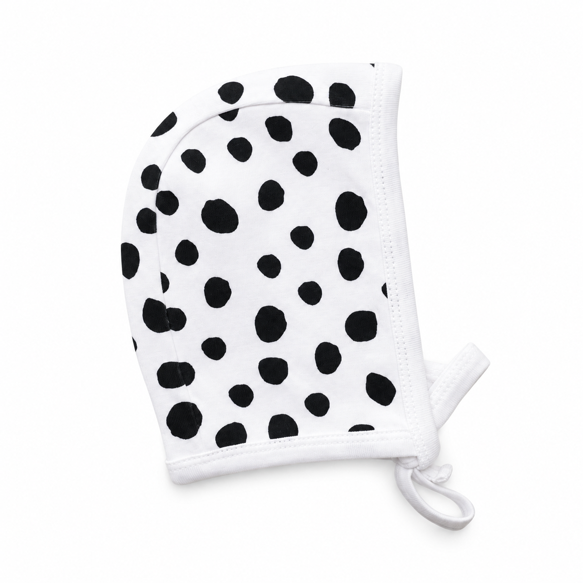 Organic Baby Bonnet | Signature Prints | 0-6 Months / B+W Spots © — studio product view