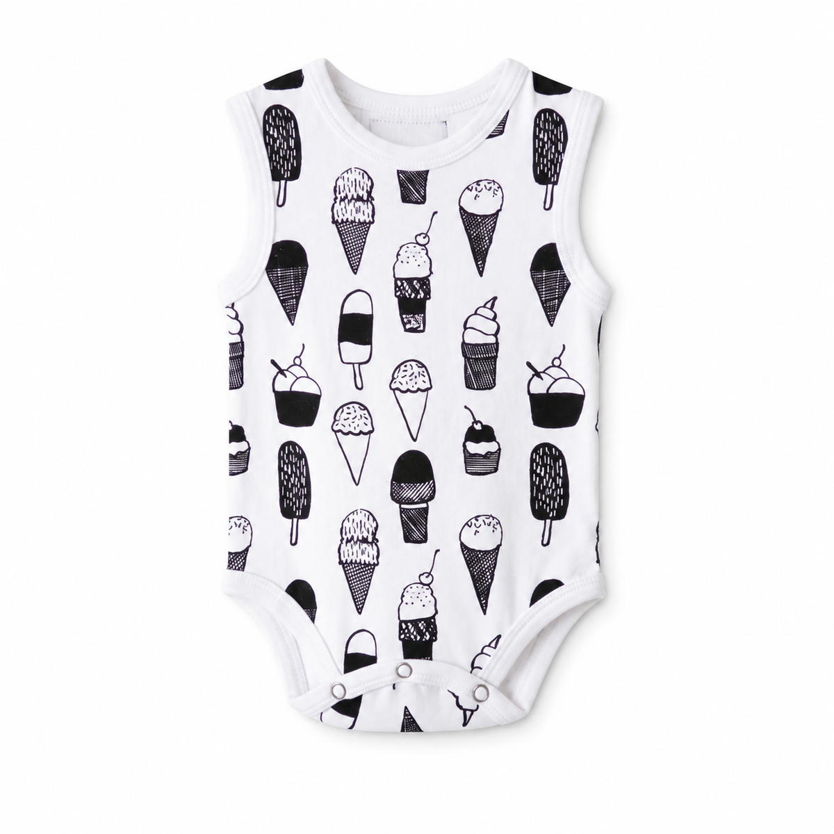 Organic Baby Tank Bodysuit | Signature Prints in Ice Cream Love, front studio product photograph on white.