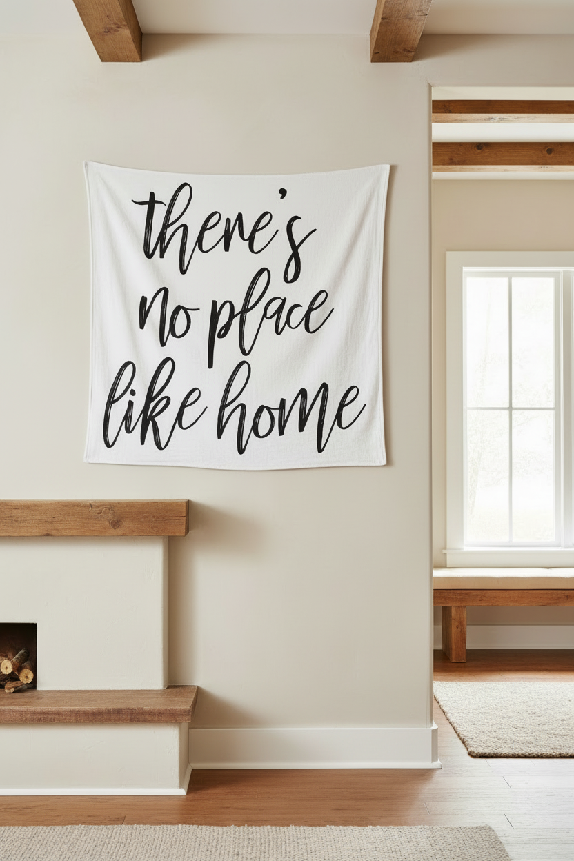 There's No Place Like Home Organic Swaddle + Wall Art | GOTS Certified Organic Cotton Muslin