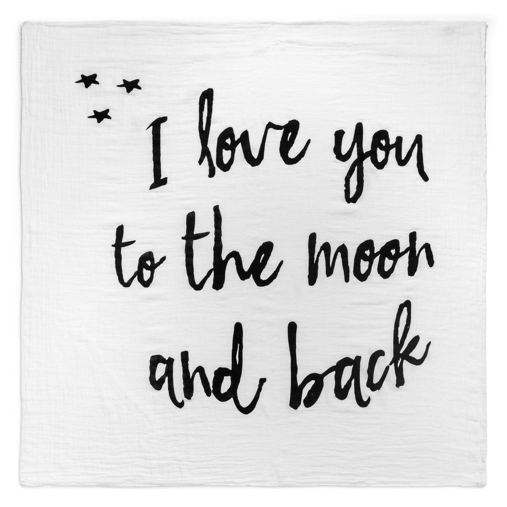 
                  
                    Load image into Gallery viewer, Organic Swaddle  + Wall Art -   I love you to the moon and back
                  
                