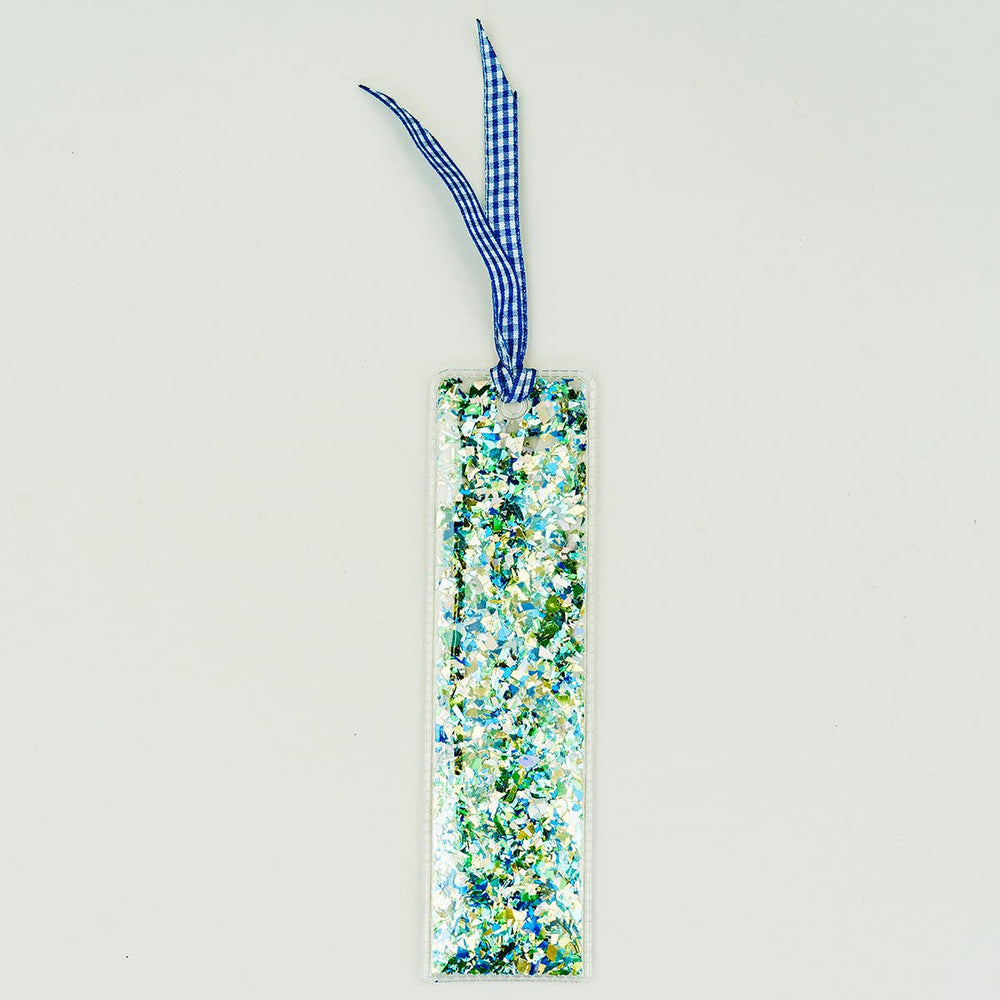 Blue + Green Confetti Bookmark
