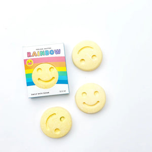
                  
                    Load image into Gallery viewer, Feeling Smitten - Rainbow Happy Face Bath Bomb
                  
                