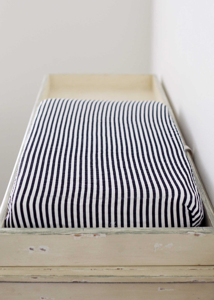 Organic Changing Pad Cover Stripe Modern Burlap