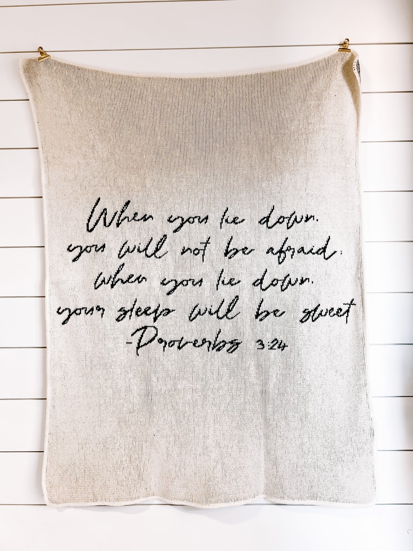 Proverbs 3:24 Recycled Cotton Throw Blanket | Made in USA | Natural