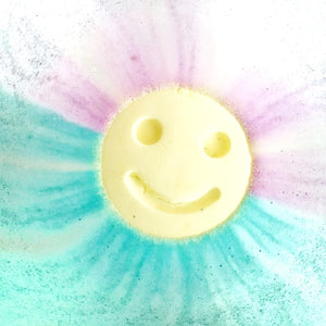 
                  
                    Load image into Gallery viewer, Feeling Smitten - Rainbow Happy Face Bath Bomb
                  
                