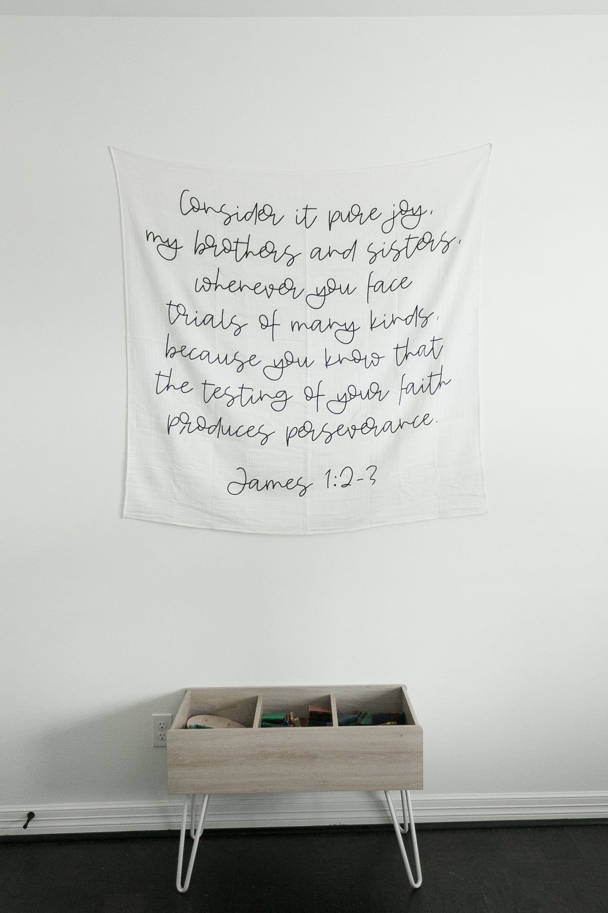 James 1:2-3 Scripture Swaddle + Wall Art | GOTS Certified Organic Cotton Muslin
