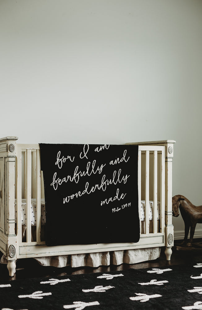 Made in the USA | Recycled Cotton Blend  Fearfully and Wonderfully Made Throw Blanket