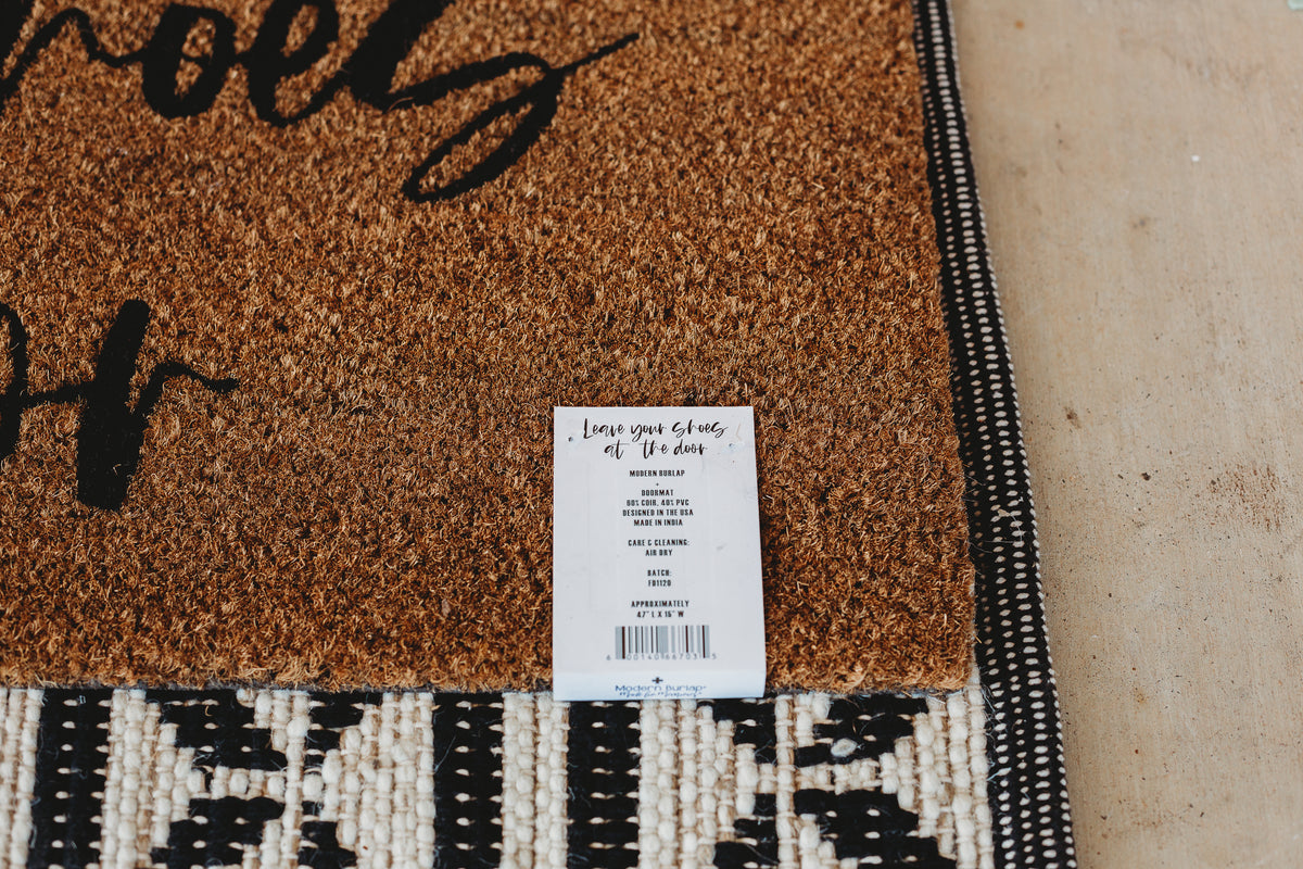 Leave Your Shoes at the Door XL coconut coir doormat by Modern Burlap