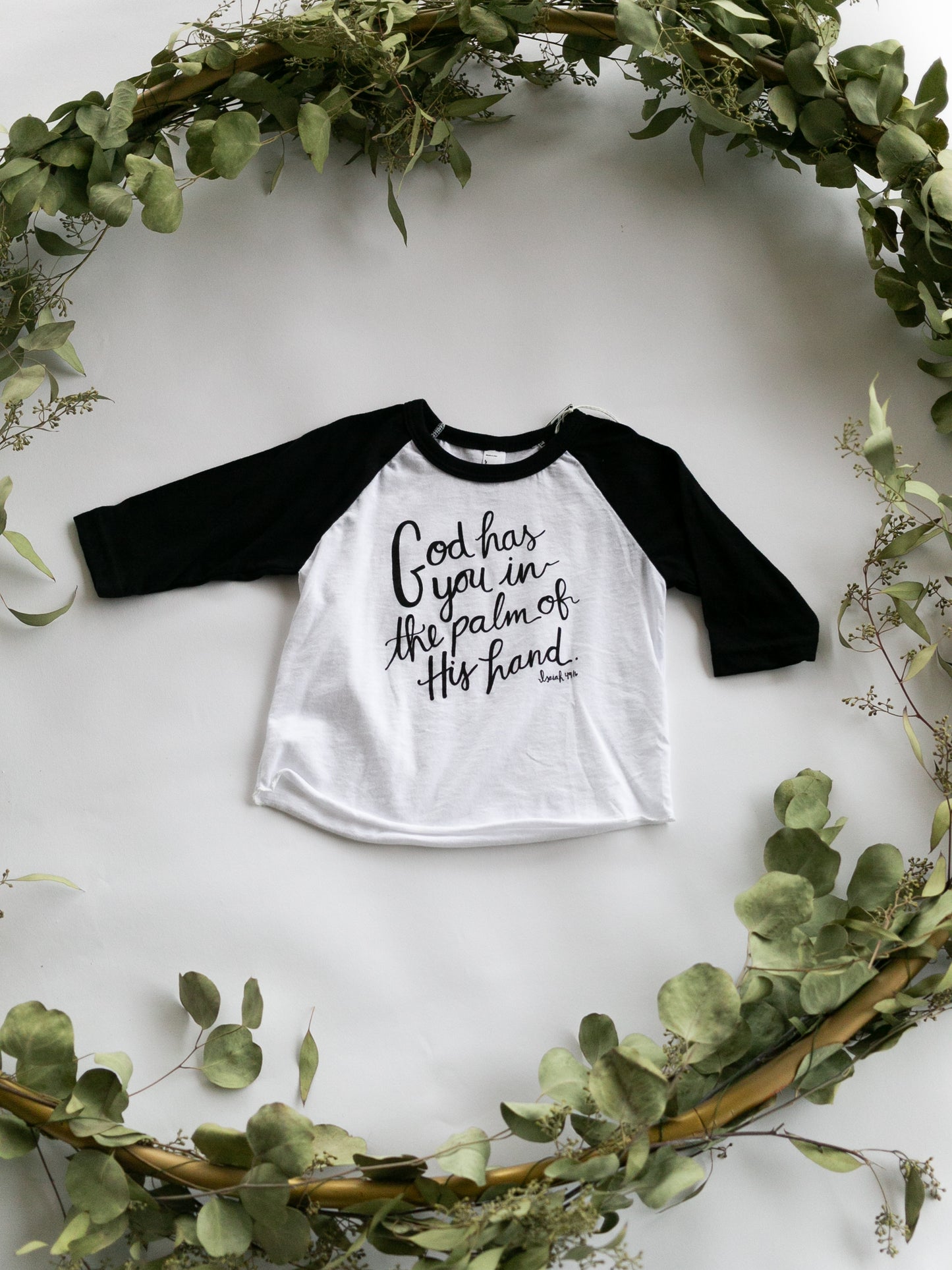 Raglan Tee - God has you in the palm of His hand Isaiah 49:16