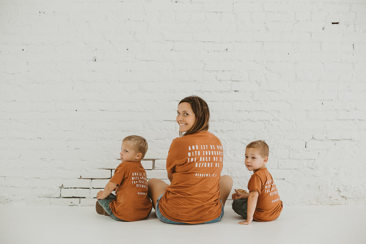 Made in the USA | Hebrews 12:1 Unisex S/S Crewneck Tee - Sunburn