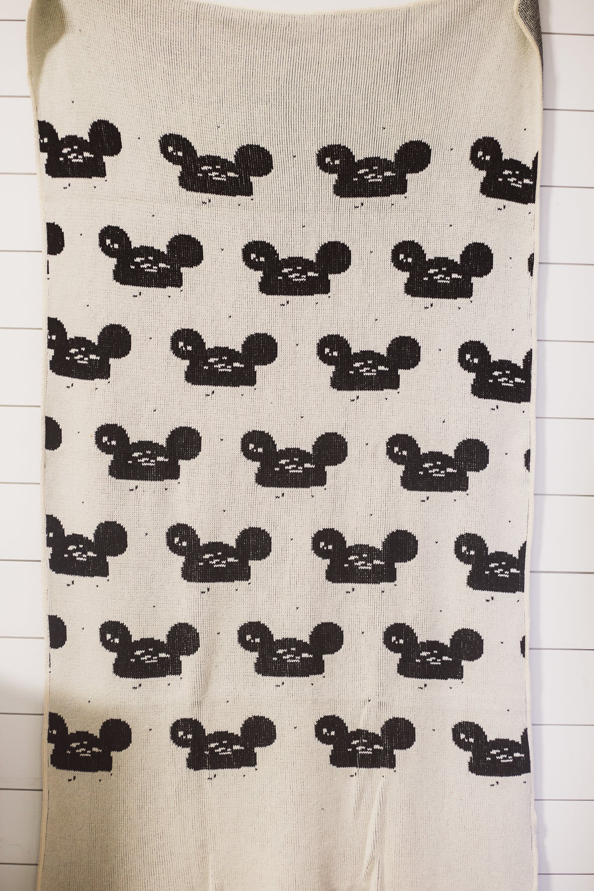 One of a Kind Recycled Cotton Blend Knit Throws — Messy Mouse 32X57 design reference.