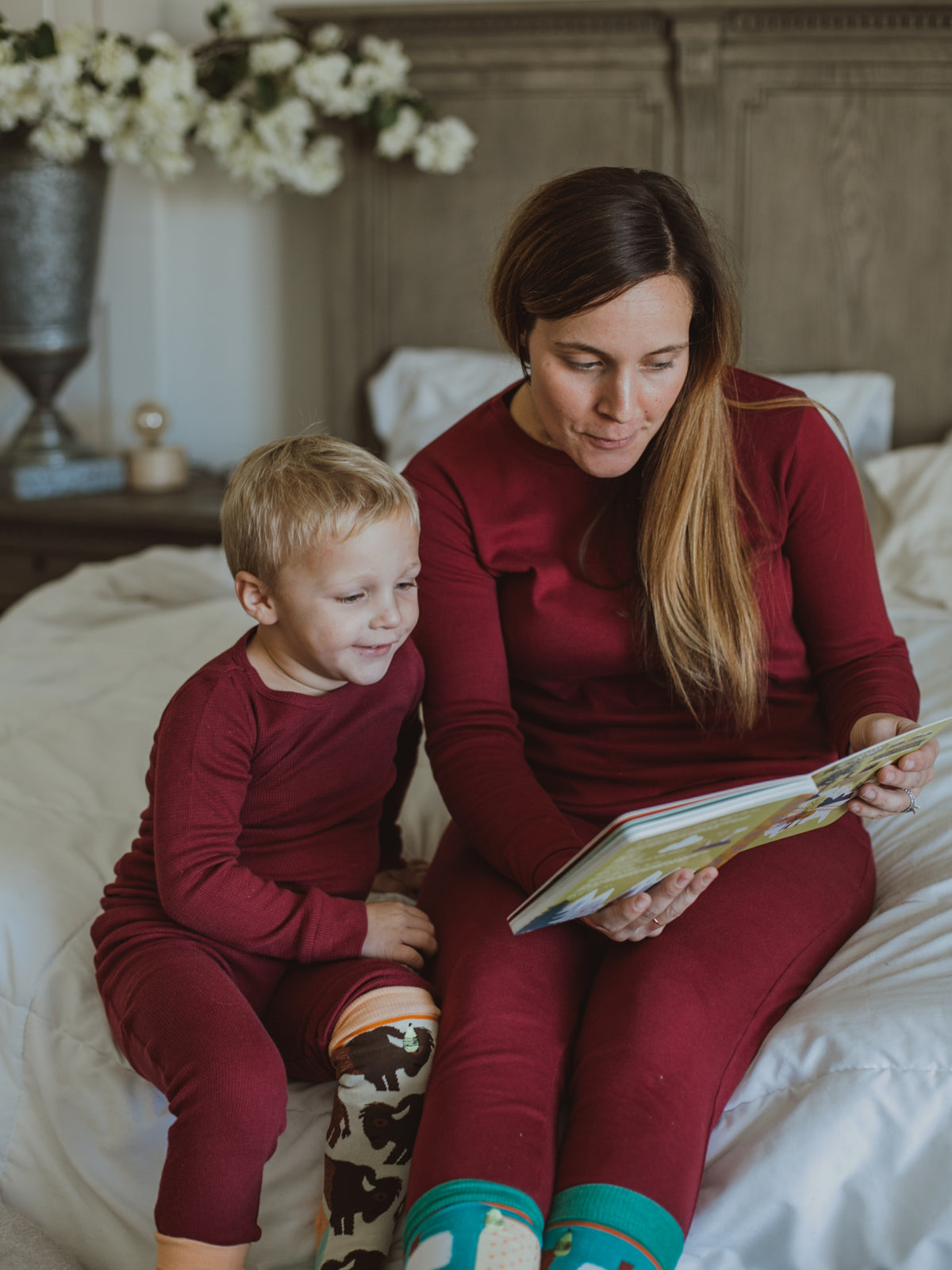 Organic Thermal Baby + Kids Pajama Set | Maroon