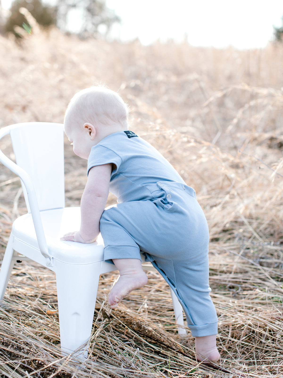 Organic Short Sleeve Explorer Back Jumpsuit | GOTS Certified Organic Cotton | Solid Colors