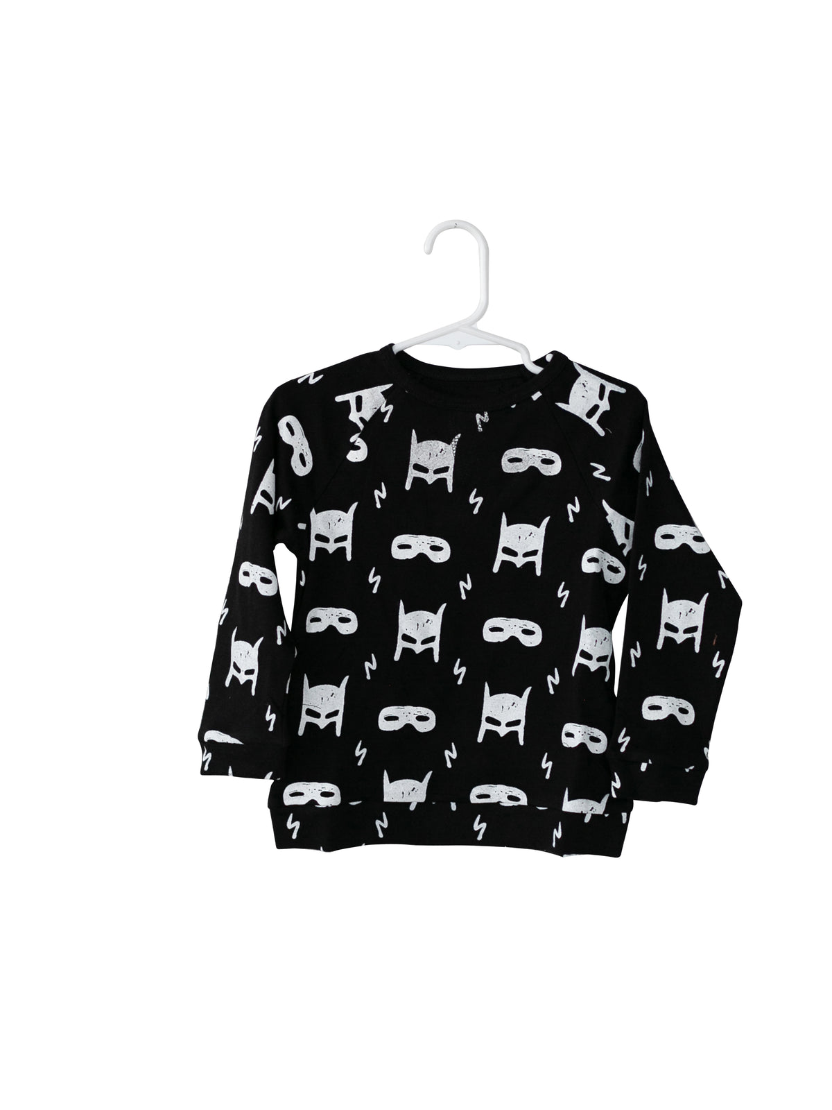 White on Black Hero Struck Baby + Kids Organic Lightweight Sweatshirt — product photograph.