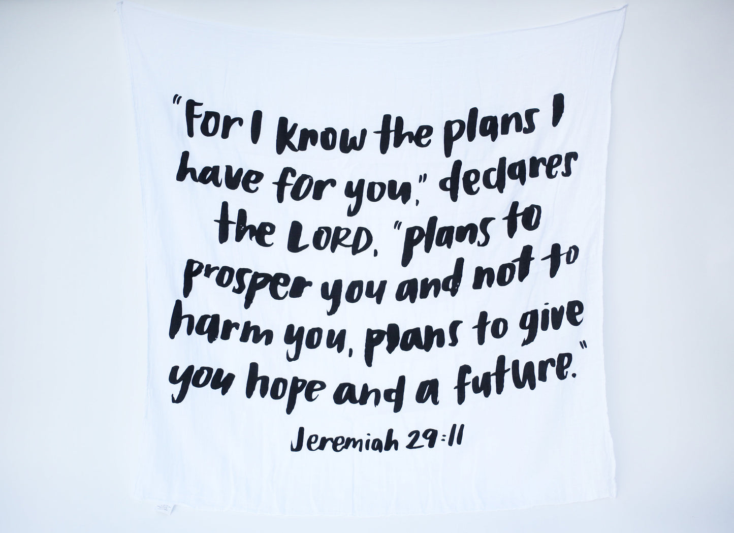 Jeremiah 29:11 Scripture swaddle and wall art by Modern Burlap