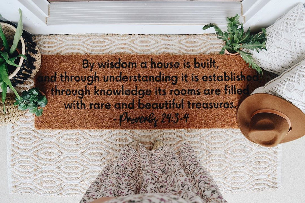 XL Scripture Doormat | Proverbs 24:3-4