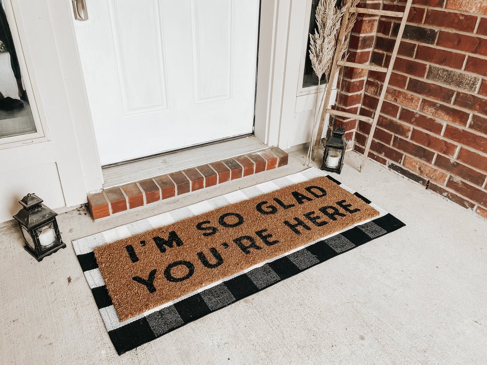 
                  
                    Load image into Gallery viewer, XL Doormat | I&amp;#39;m so glad you&amp;#39;re here
                  
                