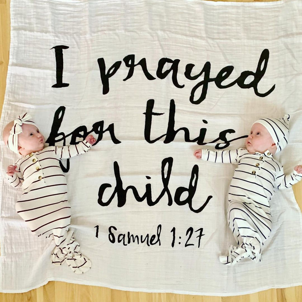 
                  
                    Load image into Gallery viewer, Organic Swaddle + Wall Art -  1 Samuel 1:27
                  
                
