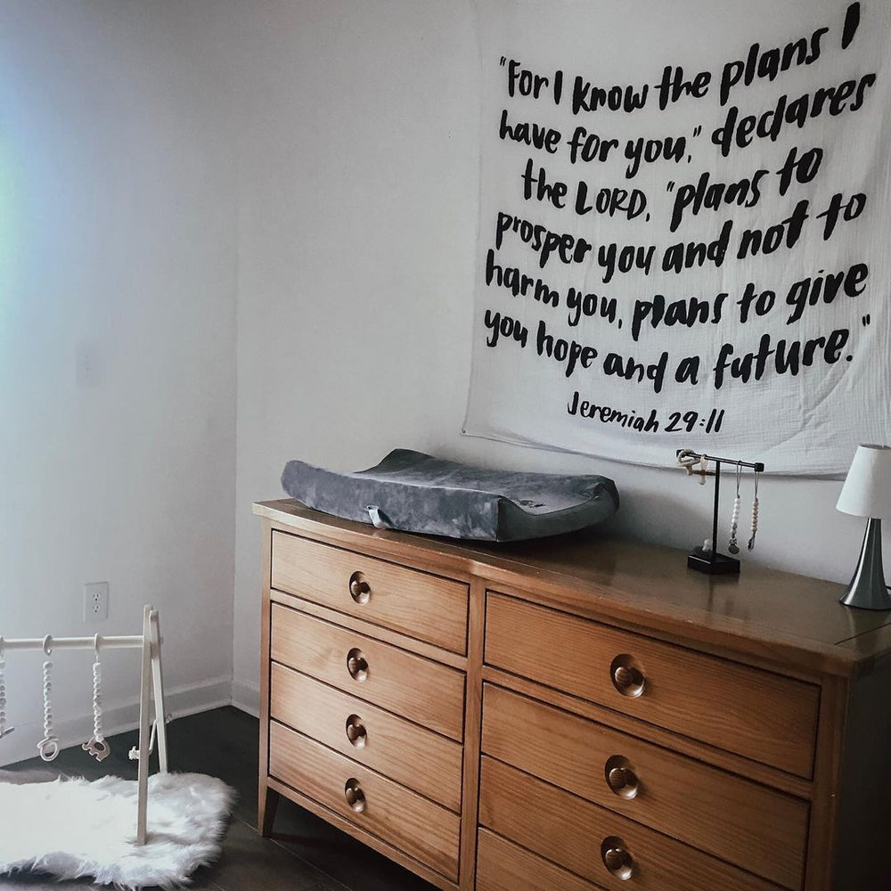
                  
                    Load image into Gallery viewer, Organic Swaddle + Wall Art - Jeremiah 29:11 “For I know the plans I have for you,&amp;quot; declares the Lord...
                  
                