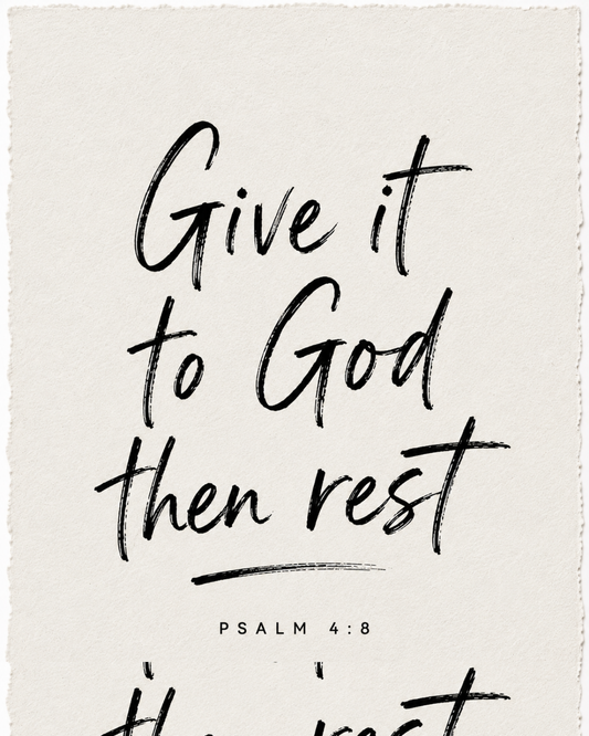 Give It to God Then Rest handmade paper devotional art