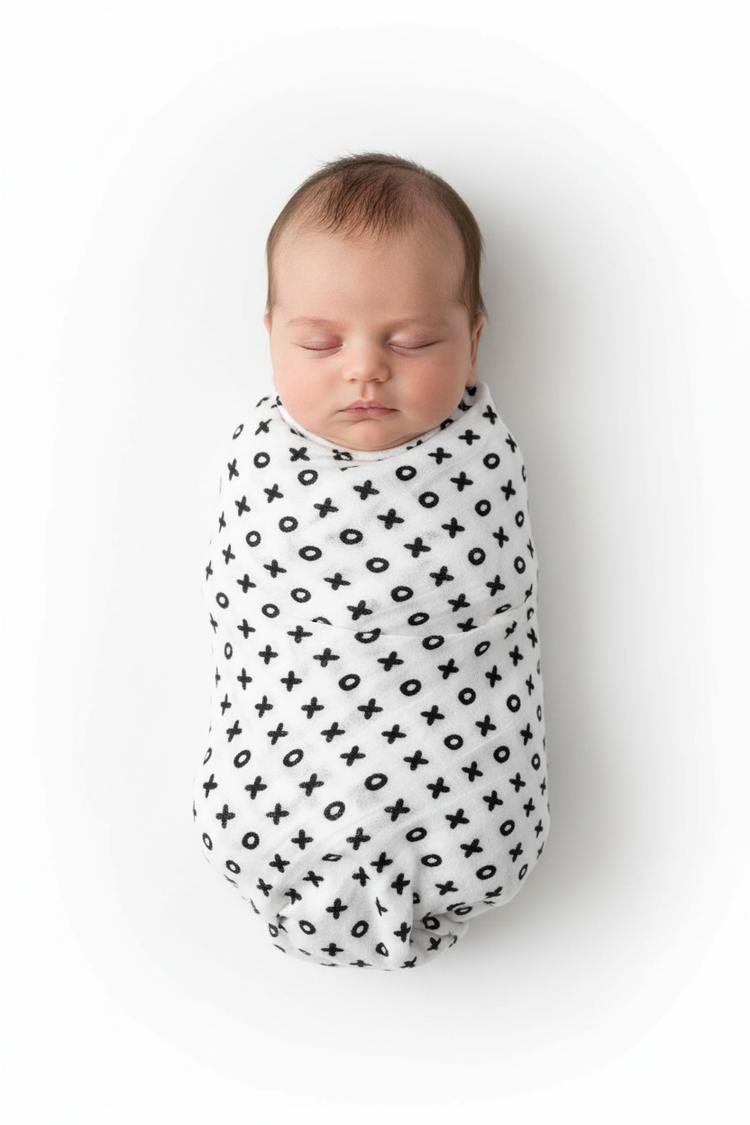 Modern Burlap organic cotton muslin swaddles in signature prints