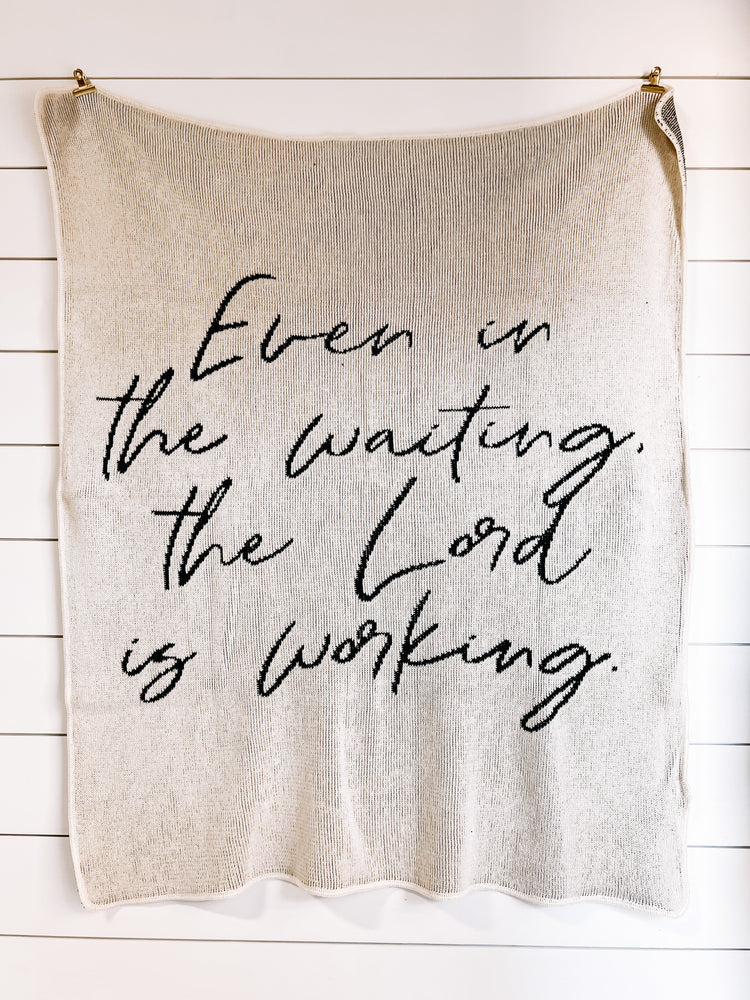 Modern Burlap Christian Encouragement Gifts collection featuring the Even in the Waiting throw blanket