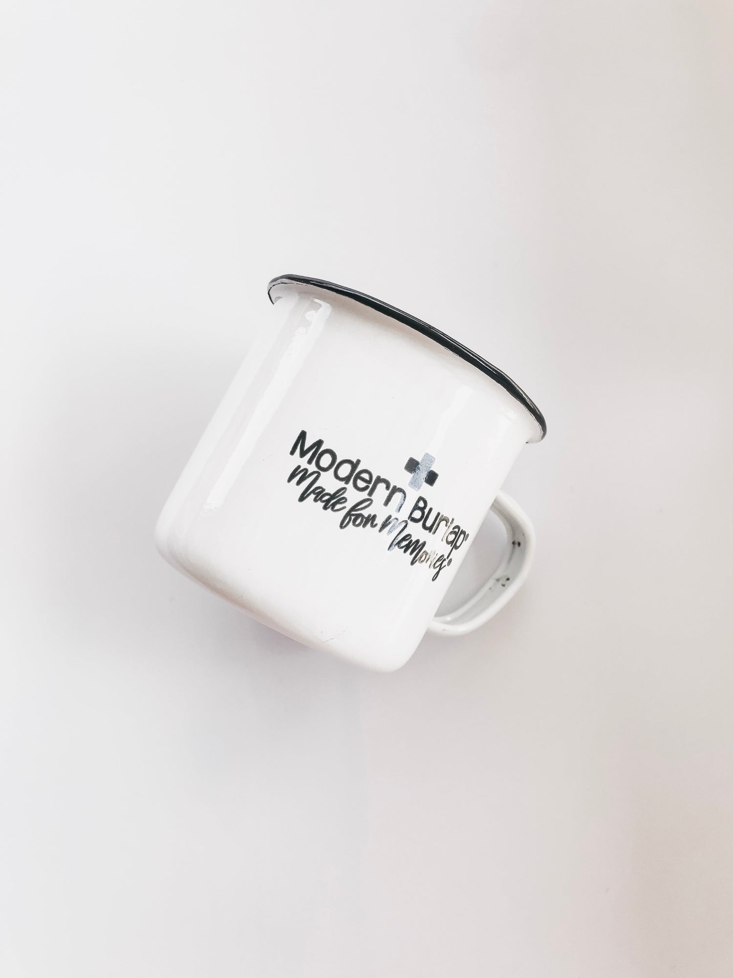 Modern Burlap Gifts Under $25 collection featuring the Made for Memories enamel mug