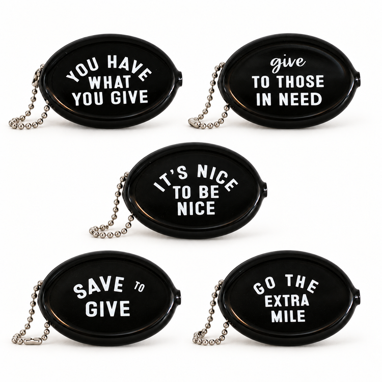 Black vintage coin pouches in all five designs