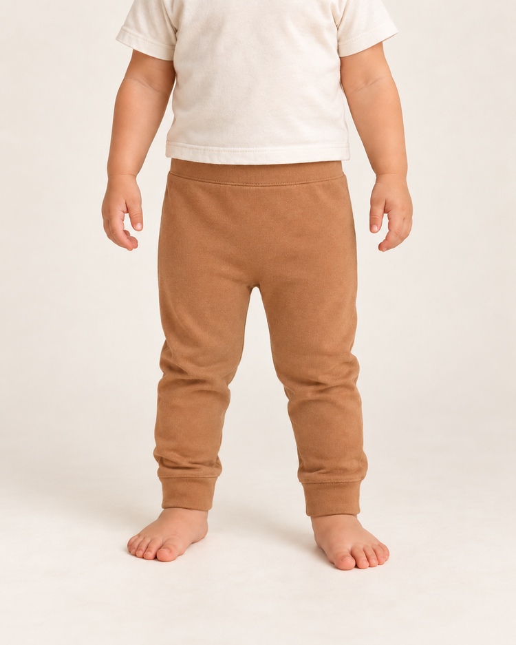 Cozy Pants in ginger, on-child front view