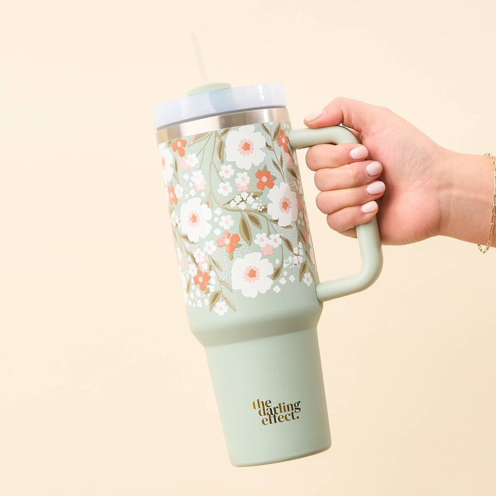 
                  
                    Load image into Gallery viewer, The Darling Effect - 40 oz Take Me Everywhere Tumbler-Floral Haven Sage
                  
                