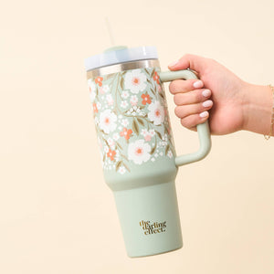 
                  
                    Load image into Gallery viewer, The Darling Effect - 40 oz Take Me Everywhere Tumbler-Floral Haven Sage
                  
                