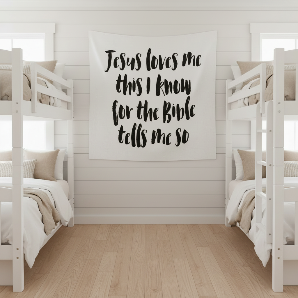Jesus Loves Me Organic Swaddle + Wall Art | GOTS Certified Organic Cotton Muslin