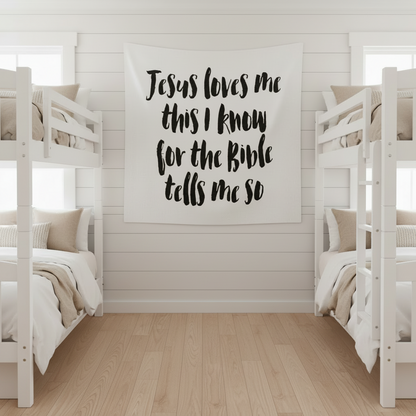 Jesus Loves Me Organic Swaddle + Wall Art | GOTS Certified Organic Cotton Muslin