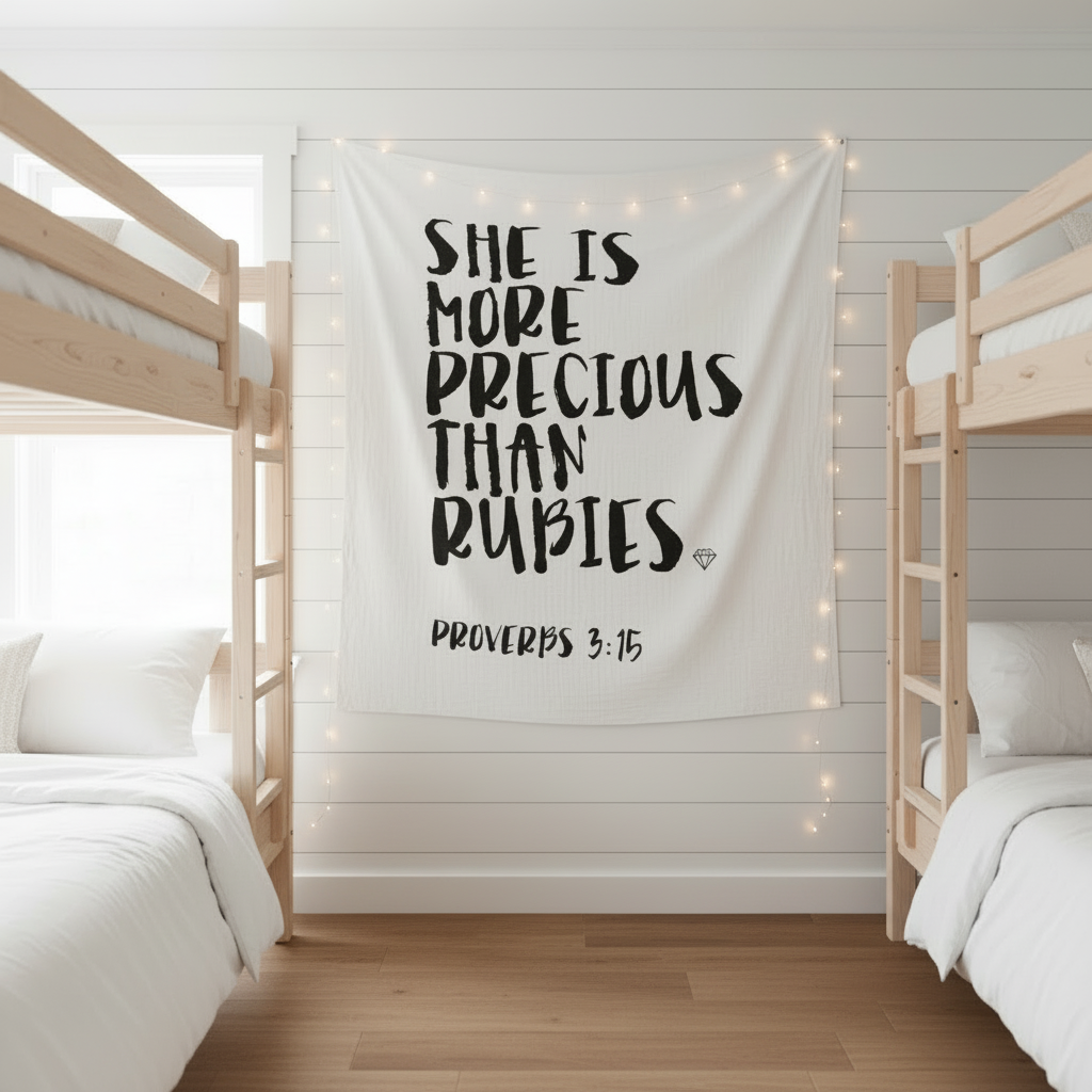 Proverbs 3:15 Scripture swaddle and wall art by Modern Burlap