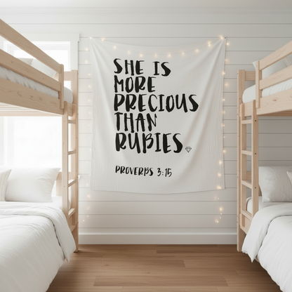Proverbs 3:15 Scripture swaddle and wall art by Modern Burlap