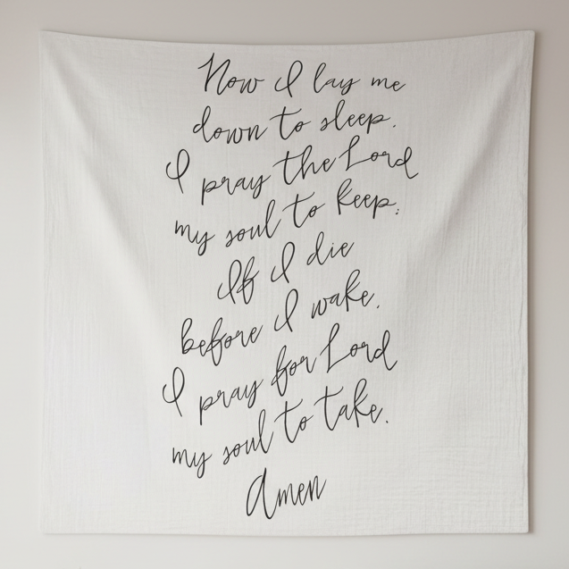 Now I Lay Me Down to Sleep Prayer Swaddle + Wall Art | GOTS Certified Organic Cotton Muslin
