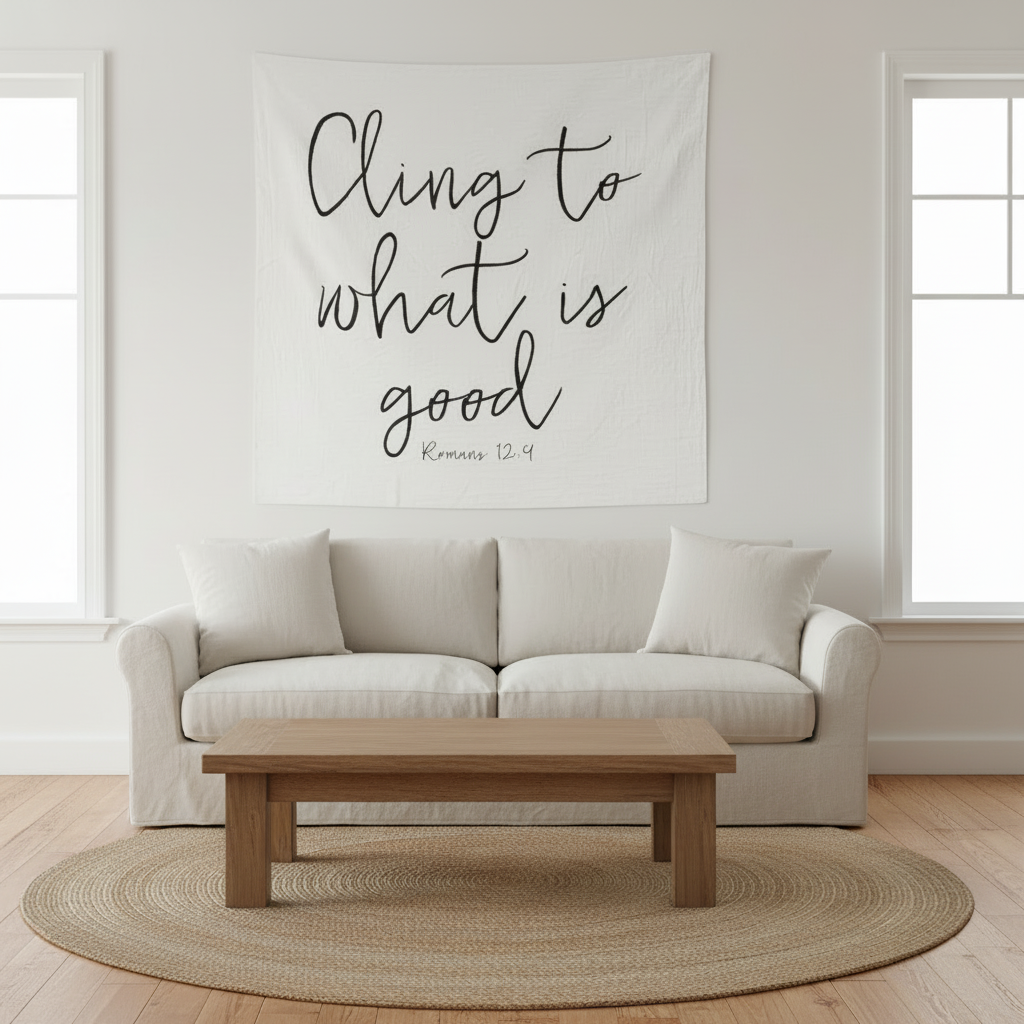 Romans 12:9 Scripture Swaddle + Wall Art | GOTS Certified Organic Cotton Muslin