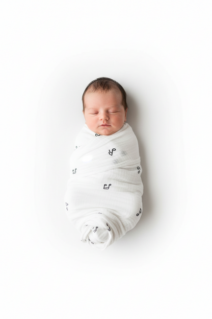 Music Notes organic cotton muslin swaddle by Modern Burlap