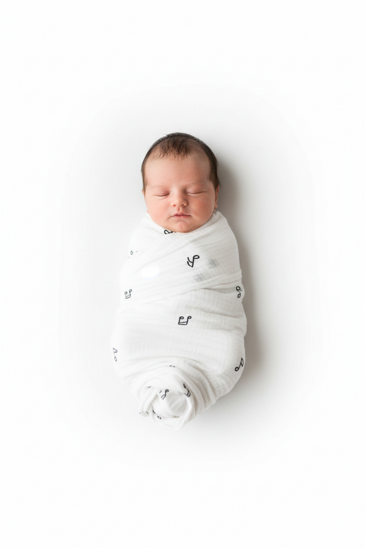Music Notes organic cotton muslin swaddle by Modern Burlap