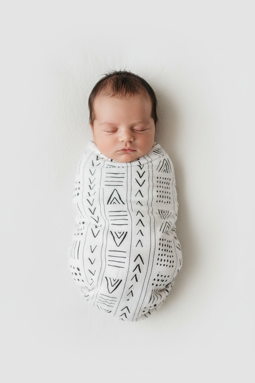 Mud Cloth organic cotton muslin swaddle by Modern Burlap