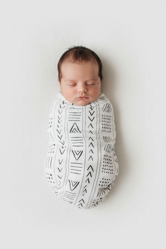 Mud Cloth organic cotton muslin swaddle by Modern Burlap