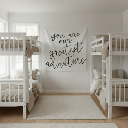 You Are Our Greatest Adventure swaddle and wall art by Modern Burlap