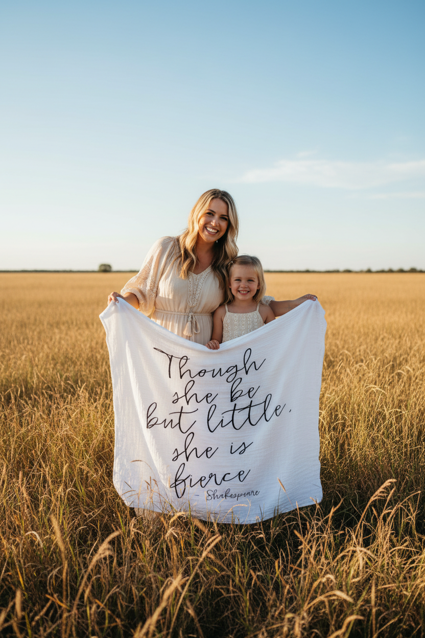Though She Be But Little organic cotton muslin swaddle by Modern Burlap